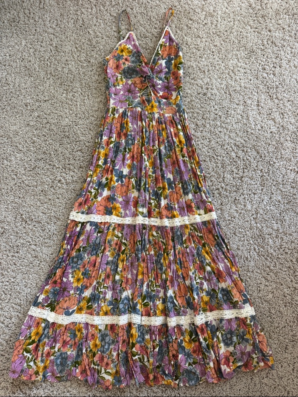 Angie Floral Tiered Maxi Dress in Multi-Color
